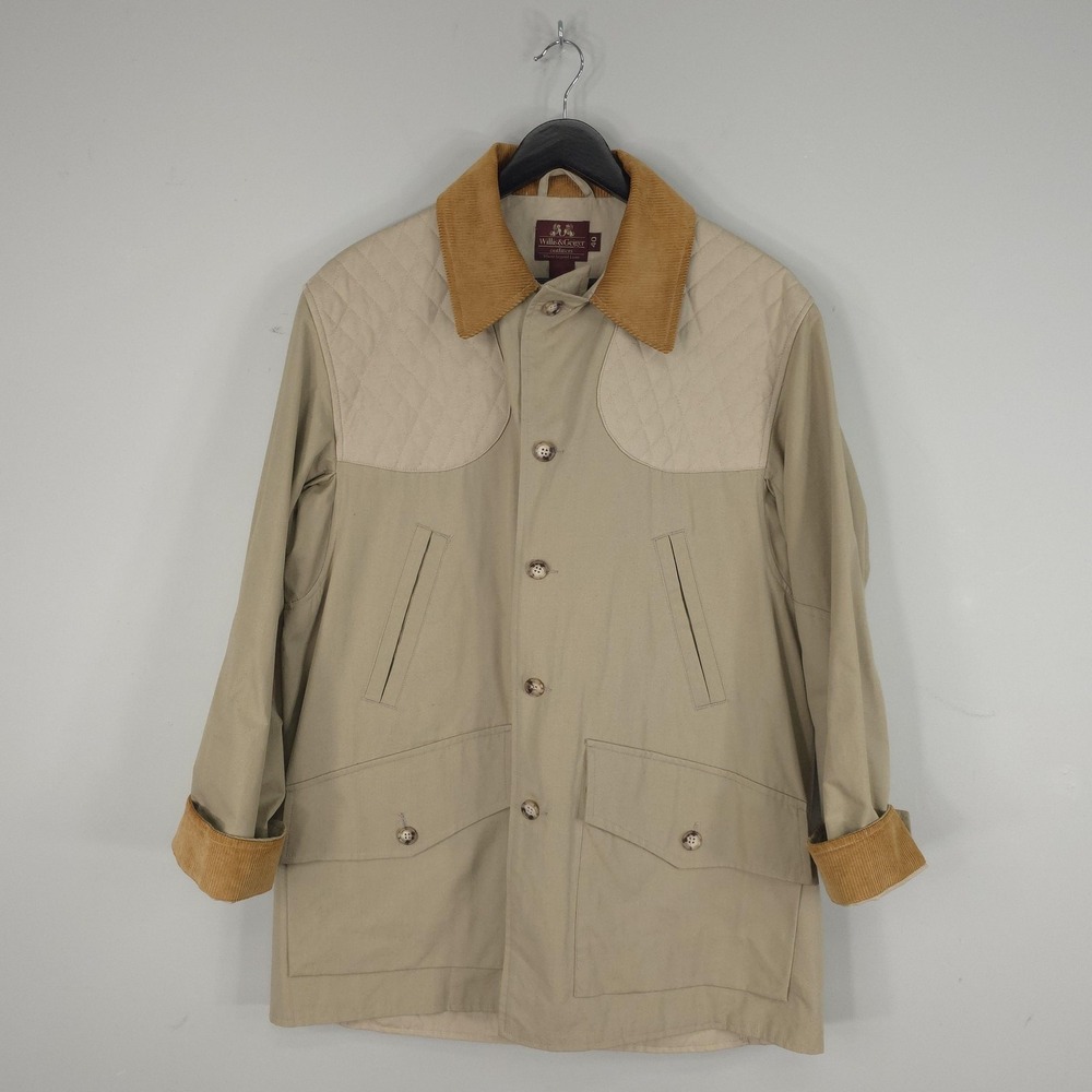 Vintage Willis & Geiger Coat‎ Mens 40 Beige Cotton Canvas Field Hunting Game